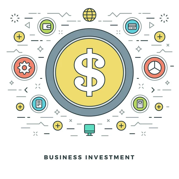 Flat line Conceito de Negócios Ilustração vetorial de traço fino ícones vetoriais . —  Vetores de Stock