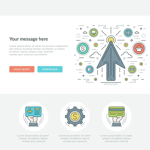 Düz çizgi iş kavramı Web sitesi başlık vektör çizim.