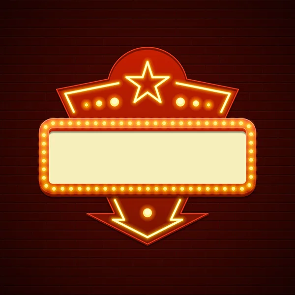 Panneau d'affichage d'ampoules de signalisation de cinéma de signe de Showtime de rétro — Image vectorielle