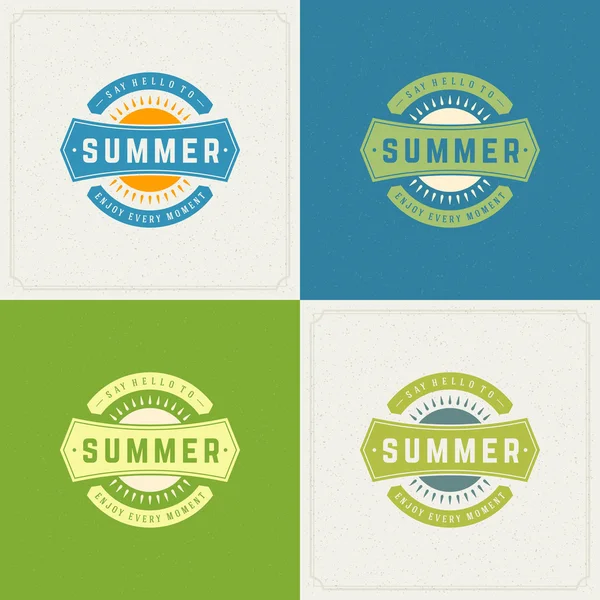 Summer Holidays Retro Typography Labels or Badges and Vector Backgrounds — Stock Vector