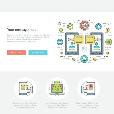 Düz çizgi iş kavramı Web sitesi başlık vektör çizim.
