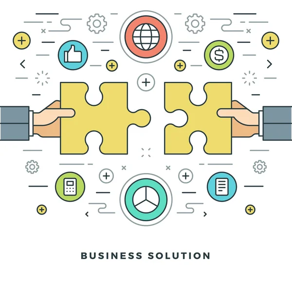 Flat line Business Solution Concept Vector illustration. — Stock Vector