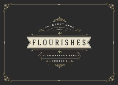 Vintage süsleme tebrik kartı vektör şablonu.