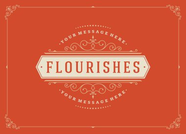 Vintage süsleme tebrik kartı vektör şablonu.