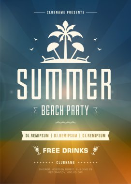 Yaz Tatili Plaj Partisi Tipografi Afişi veya El İlanı Tasarımı