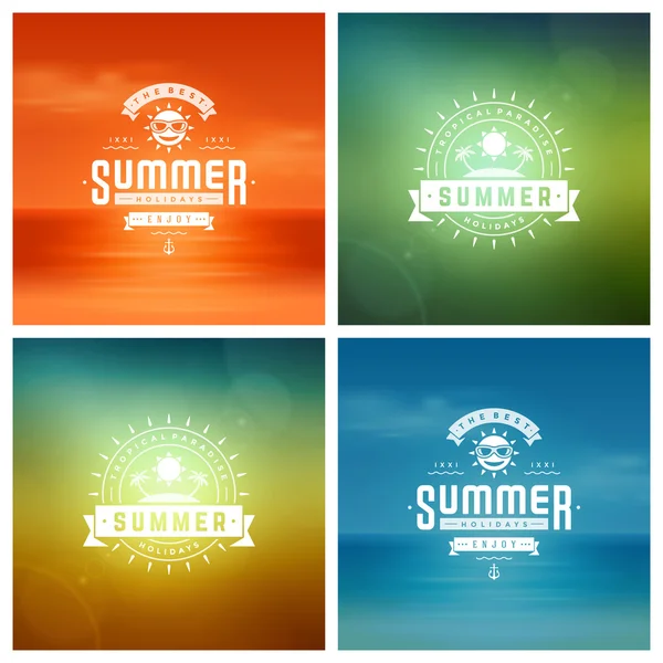 Sommerurlaub Retro Typografie Etiketten oder Abzeichen Design — Stockvektor