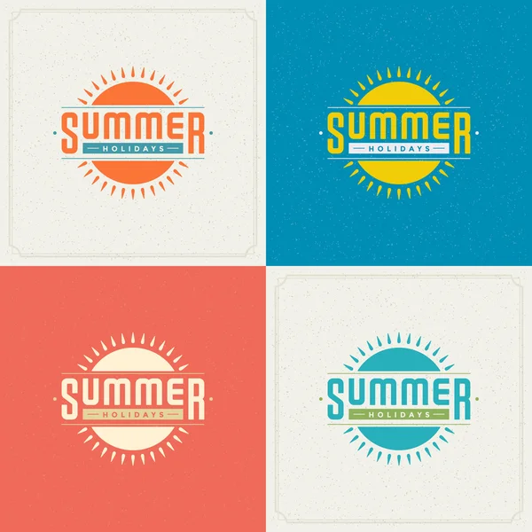 Sommerurlaub Retro Typografie Etiketten oder Abzeichen Design — Stockvektor