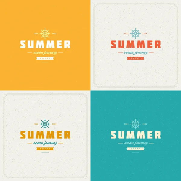 Vacaciones de verano Tipografía Retro Etiquetas o insignias Diseño — Vector de stock