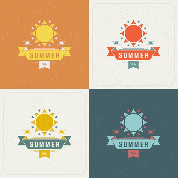Vacaciones de verano Tipografía Retro Etiquetas o insignias Diseño — Vector de stock