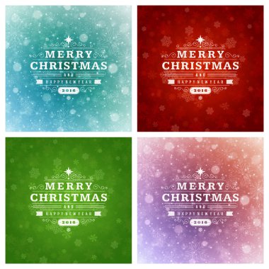 Tebrik kartları tasarım kümesi Noel tipografi.