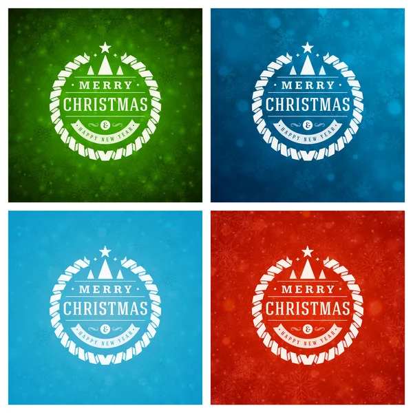 Weihnachten Typografie Grußkarten Design-Set. — Stockvektor