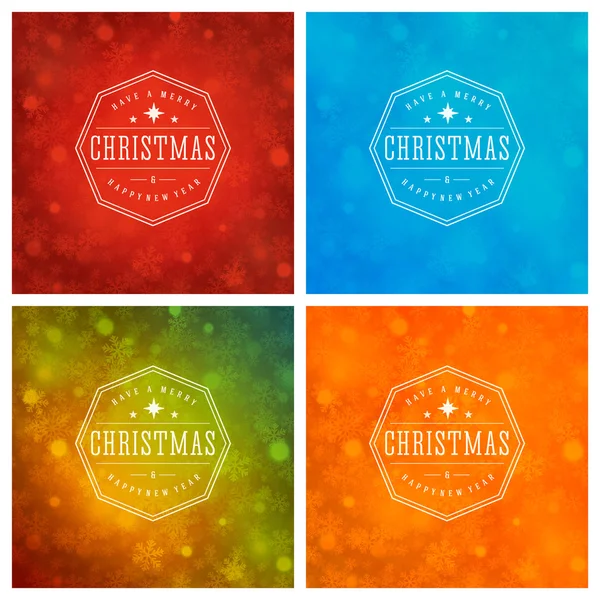 Navidad tipografía tarjetas de felicitación diseño conjunto . — Archivo Imágenes Vectoriales
