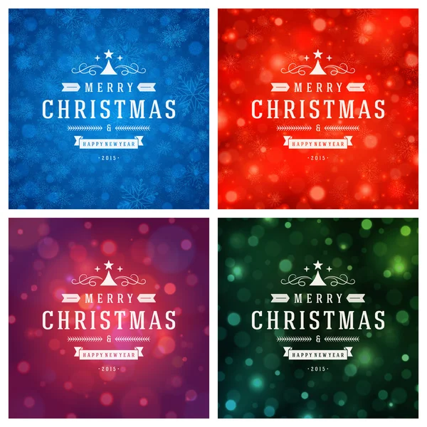 Navidad tipografía tarjetas de felicitación diseño conjunto . — Vector de stock