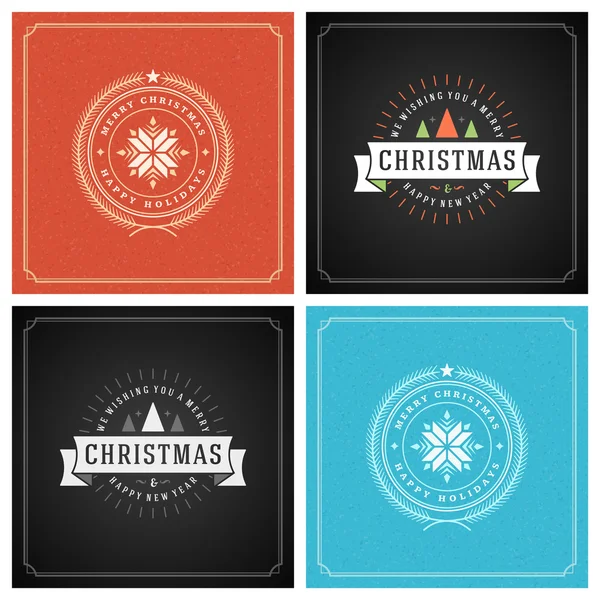 Typographie de Noël Cartes de souhaits Design Set . — Image vectorielle