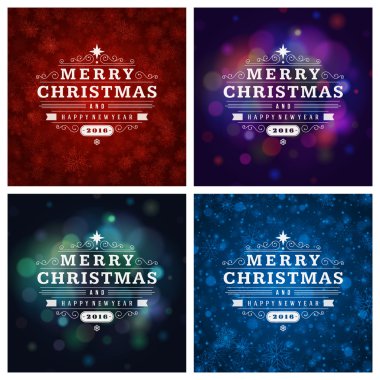 Tebrik kartları tasarım kümesi Noel tipografi.