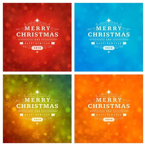 Weihnachten Typografie Grußkarten Design-Set. — Stockvektor