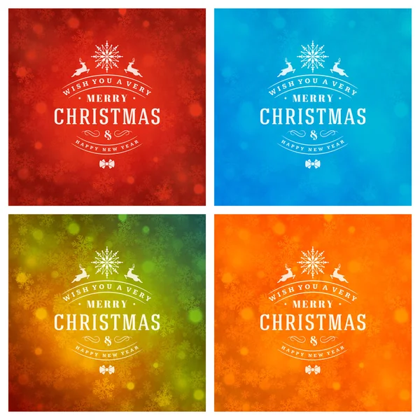 Navidad tipografía tarjetas de felicitación diseño conjunto . — Vector de stock