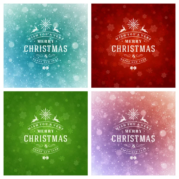 Navidad tipografía tarjetas de felicitación diseño conjunto . — Vector de stock