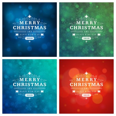 Tebrik kartları tasarım kümesi Noel tipografi.