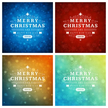 Tebrik kartları tasarım kümesi Noel tipografi.