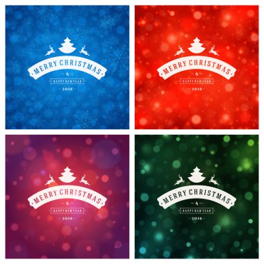 Tebrik kartları tasarım kümesi Noel tipografi.