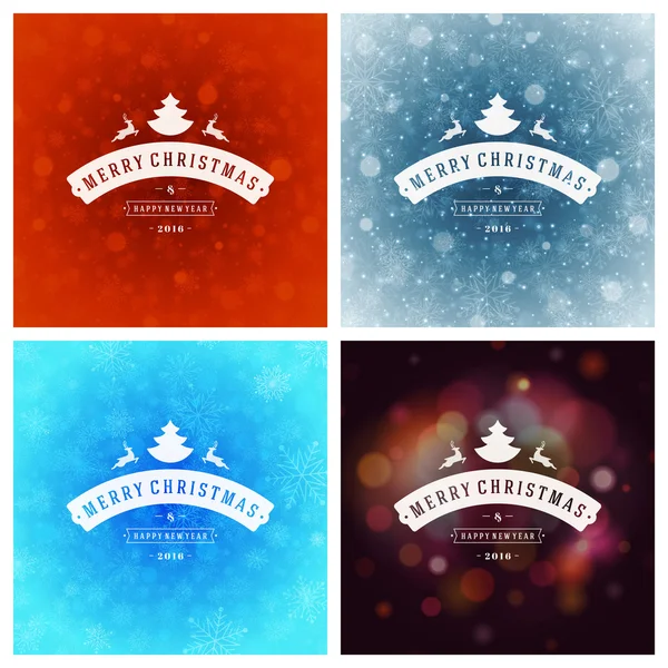 Weihnachten Typografie Grußkarten Design-Set. — Stockvektor