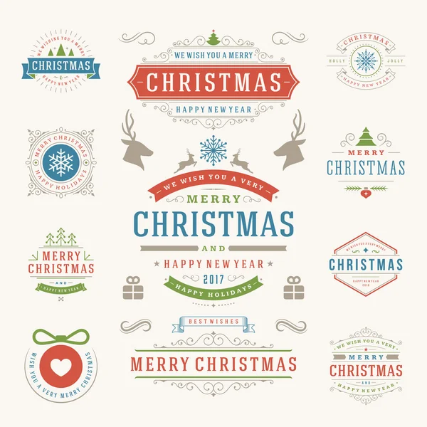 Christmas Labels and Badges Vector Design Elements Set. — Stock Vector