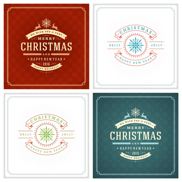 Typographie de Noël Cartes de souhaits Design Set . — Image vectorielle