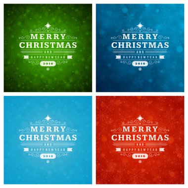 Tebrik kartları tasarım kümesi Noel tipografi.