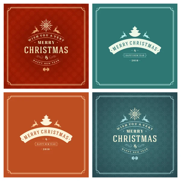 Weihnachten Typografie Grußkarten Design-Set. — Stockvektor