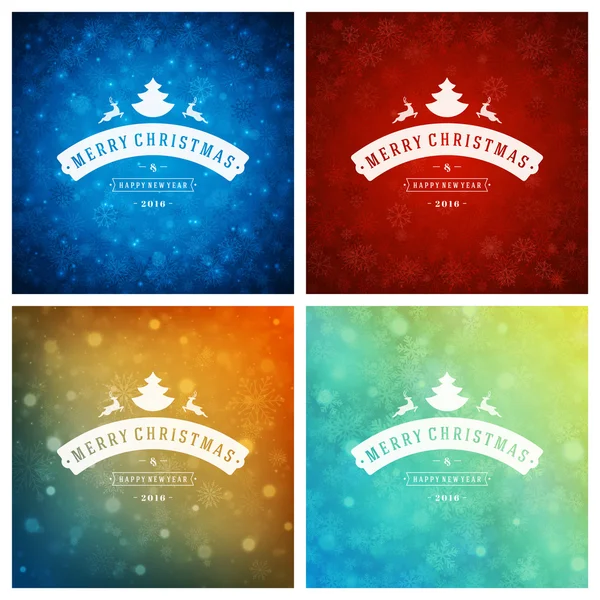 Weihnachten Typografie Grußkarten Design-Set. — Stockvektor