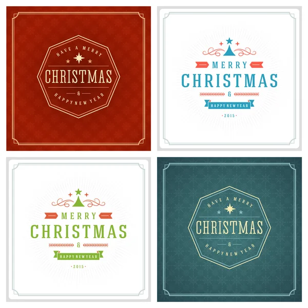 Typographie de Noël Cartes de souhaits Design Set . — Image vectorielle