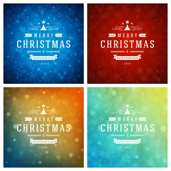 Set di design per biglietti di auguri per tipografia natalizia . — Vettoriale Stock
