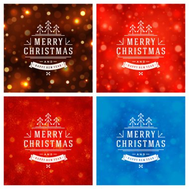 Tebrik kartları tasarım kümesi Noel tipografi.