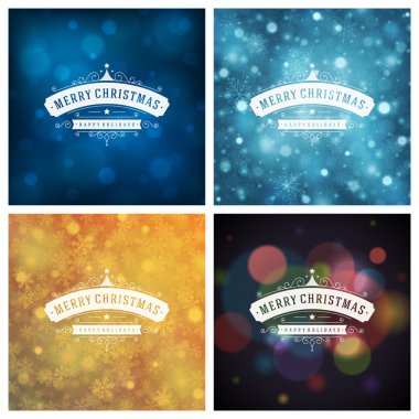 Tebrik kartları tasarım kümesi Noel tipografi.