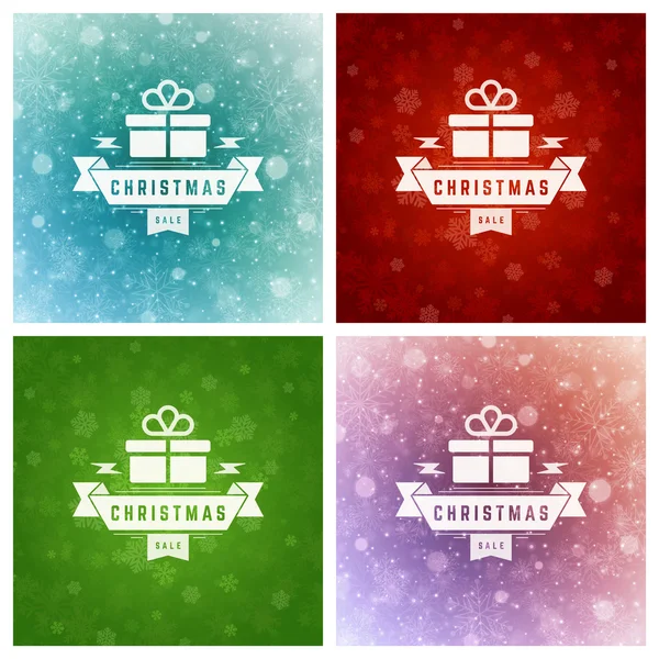 Navidad tipografía tarjetas de felicitación diseño conjunto . — Vector de stock