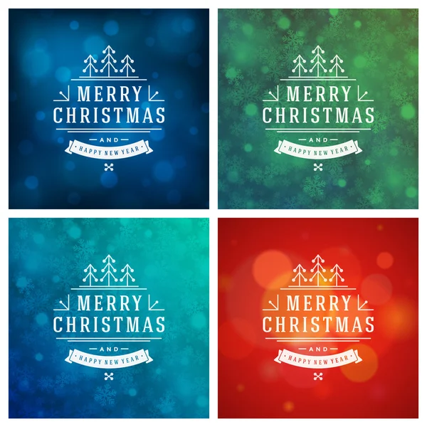 Weihnachten Typografie Grußkarten Design-Set. — Stockvektor