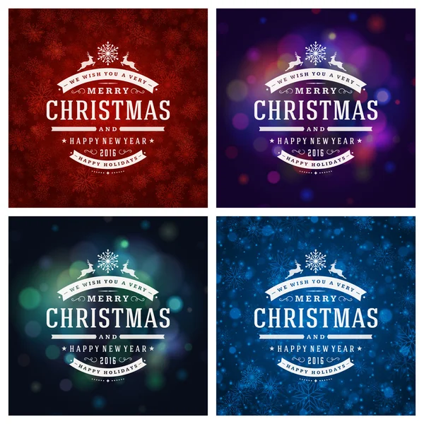 Weihnachten Typografie Grußkarten Design-Set. — Stockvektor