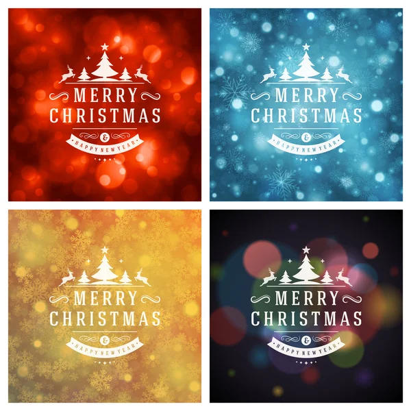 Christmas Typography Greeting Cards Design Set. — Stock Vector