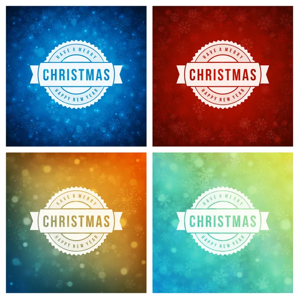 Navidad tipografía tarjetas de felicitación diseño conjunto . — Archivo Imágenes Vectoriales