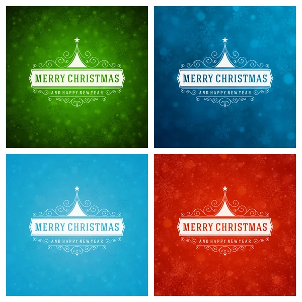 Navidad tipografía tarjetas de felicitación diseño conjunto . — Vector de stock