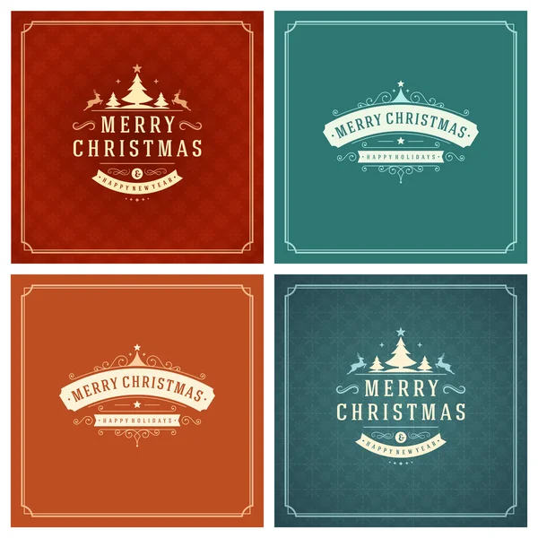 Christmas typografi hälsning kort designuppsättning. — Stock vektor