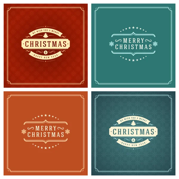 Weihnachten Typografie Grußkarten Design-Set. — Stockvektor