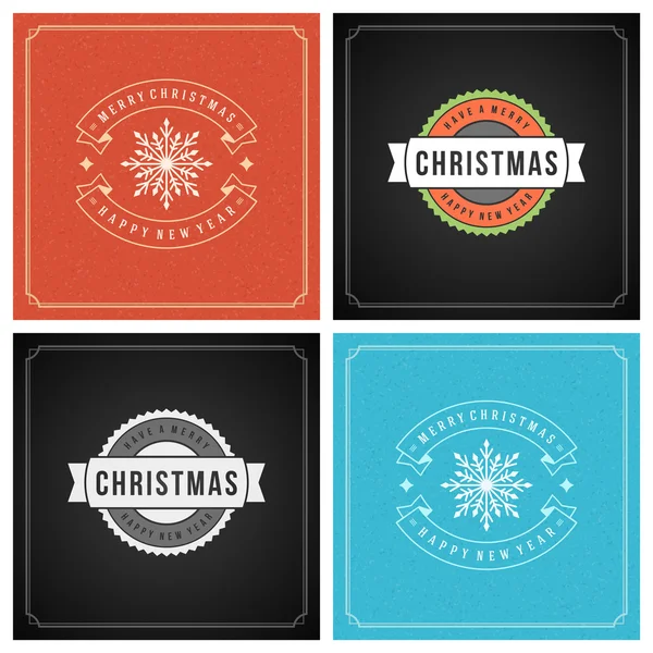 Weihnachten Typografie Grußkarten Design-Set. — Stockvektor