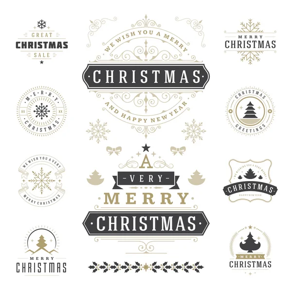 Étiquettes et badges de Noël ensemble d'éléments de conception vectorielle. — Image vectorielle