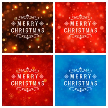 Tebrik kartları tasarım kümesi Noel tipografi.