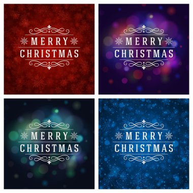 Tebrik kartları tasarım kümesi Noel tipografi.