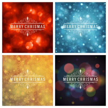 Tebrik kartları tasarım kümesi Noel tipografi.