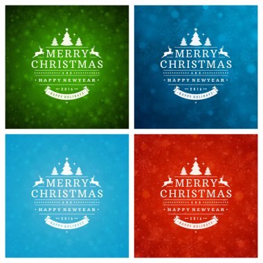 Tebrik kartları tasarım kümesi Noel tipografi.