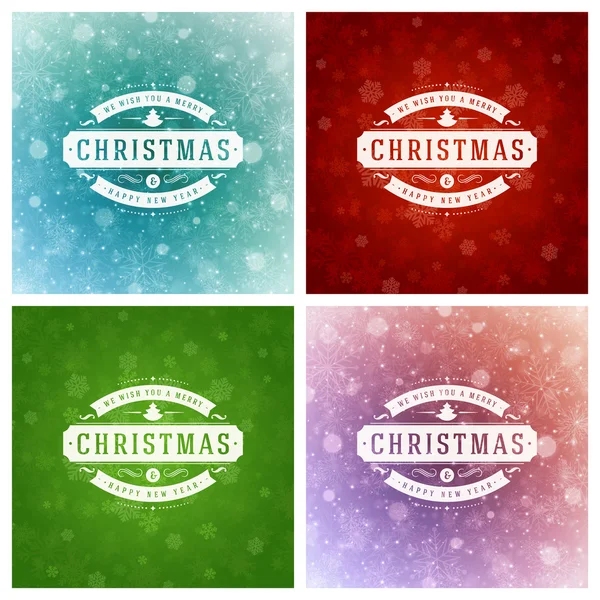 グリーティング カード デザイン セット クリスマス タイポグラフィ. — ストックベクタ